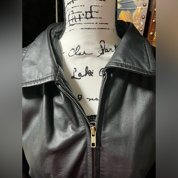 St Johns Bay Black Leather Jacket, Zip Up, Collared and Insulated, Men Size L - Picture 7 of 12